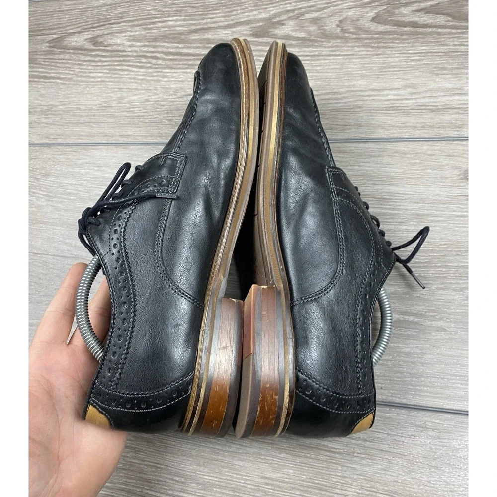 Johnston & Murphy Men's Sheepskin Warner Y Mac Lace Up Oxfords Black Size 10.5 D